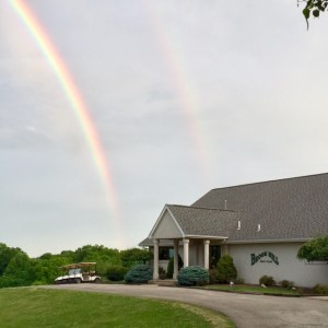 A double rainbow over the clubhouse at Brook Hill